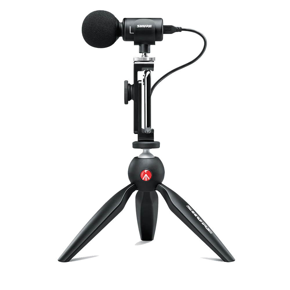 Kit de Vídeo Shure MV88+ com Microfone Digital  e Tripé Manfrotto