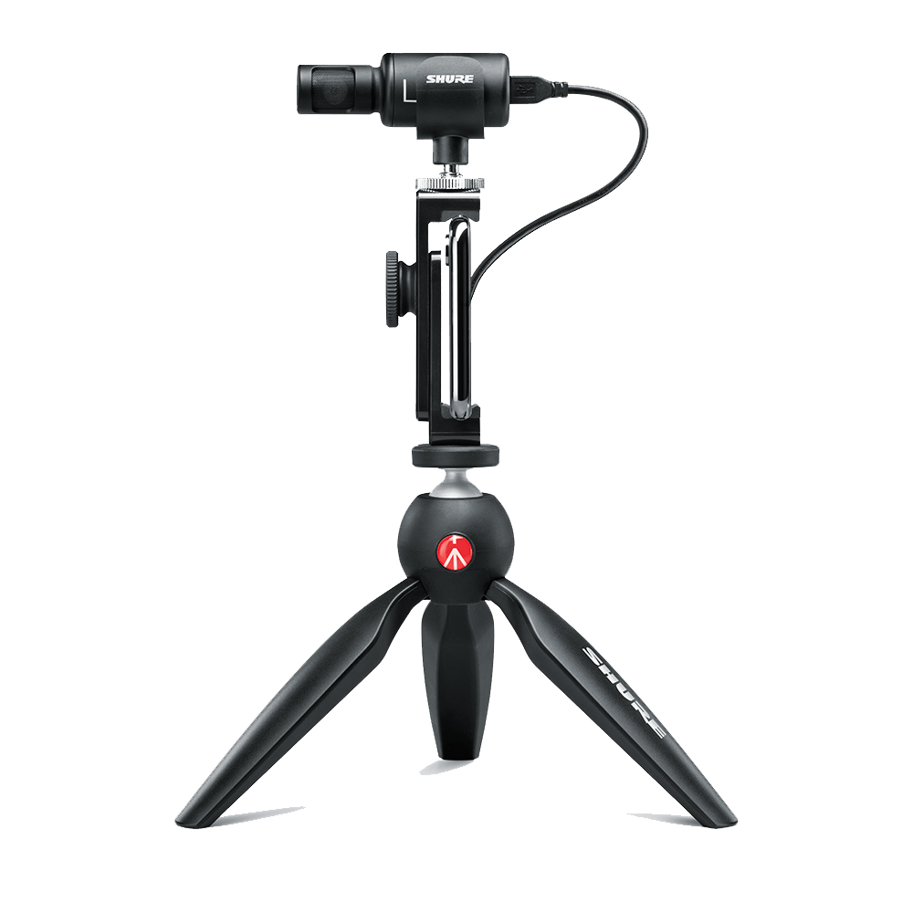 Kit de Vídeo Shure MV88+ com Microfone Digital  e Tripé Manfrotto