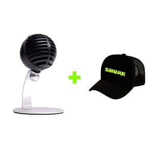Kit Microfone Digital Preto MV5C-USB + Boné Shure CAP