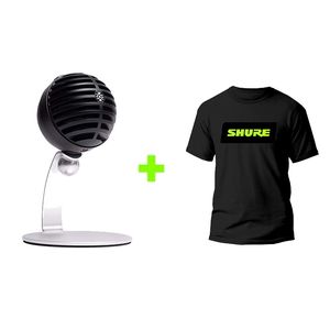 Kit Microfone Digital Preto MV5C-USB + Camiseta Media TM