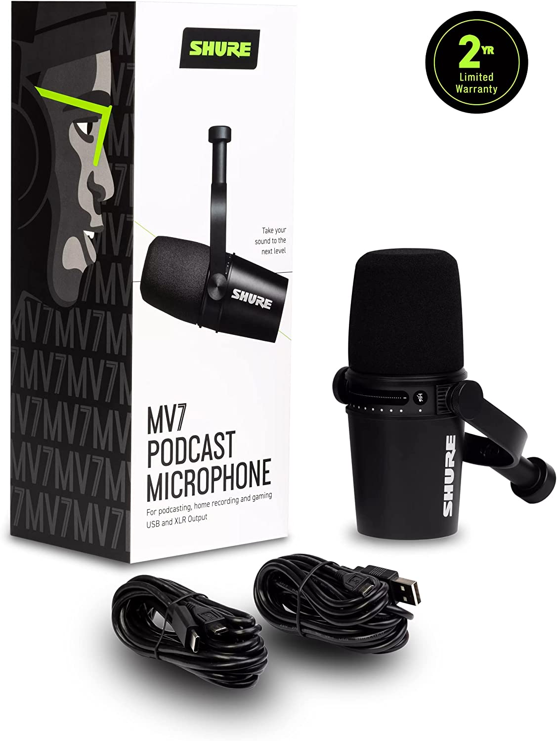 Kit Podcast com Microfone MV7 + Mesa + iluminação