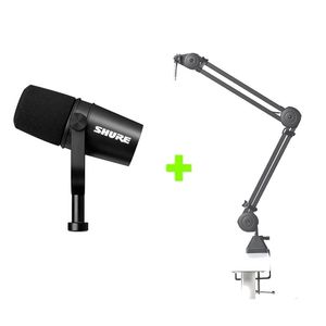 Kit Microfone Podcast Vlogger MV7X + Suporte Mesa Articulado