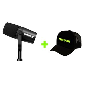 Kit Microfone Podcast Vlogger MV7X + Boné Trucker Shure