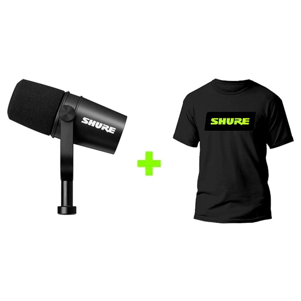 Kit Microfone Podcast Vlogger MV7X + Camiseta Shure M