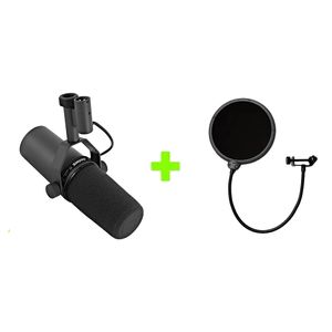 Kit Microfone SM7B Estúdio Podcast + Pop-filter