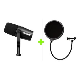 Kit Microfone Rádio TV Podcast vlogger + Pop-filter