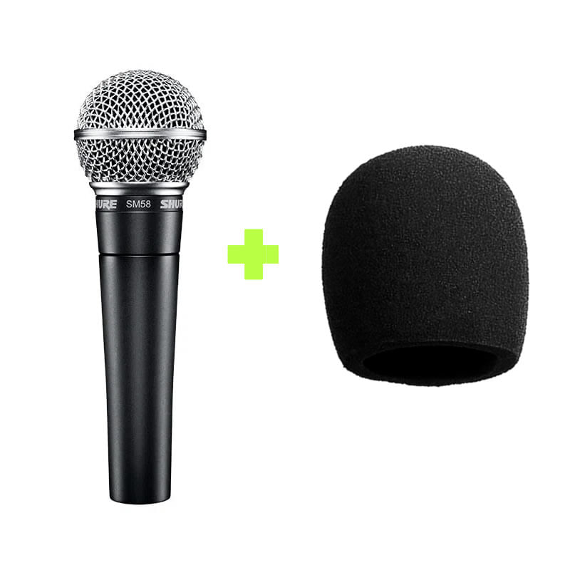 Kit Microfone Profissional SM58-LC + Windscreen Preto - Loja