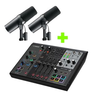Kit Podcast Shure 2 Microfones SM7B com mixer 8 canais AG08B