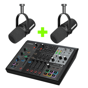 Kit Podcast Shure 2 Microfones MV7X com mixer 8 canais AG08B
