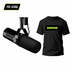 Kit Microfone SM7DB estúdio podcast + Camiseta Shure média