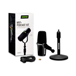 Kit Microfone Digital  para Podcast Shure MV7+