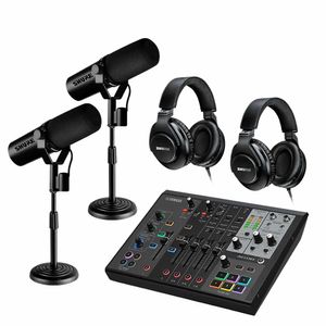 Kit 2 Microfones SM7DB com Pedestais + Mixer AG08B e SRH440