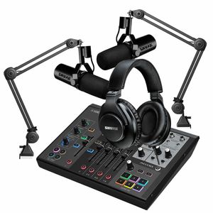 Kit 2 Microfones SM7DB estúdio + 2 Suportes e Mixer AG08B