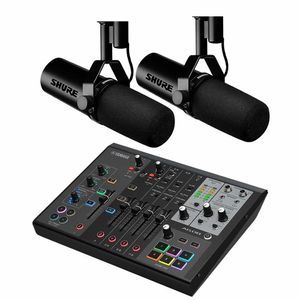 Kit 2 Microfones SM7DB estúdio podcast + AG08 Live Streaming