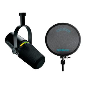 Kit Microfone Digital Shure MV7+-K com PopperStopper