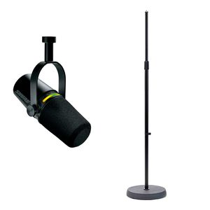 Kit Microfone Shure MV7+-K com Pedestal de Base Fundida