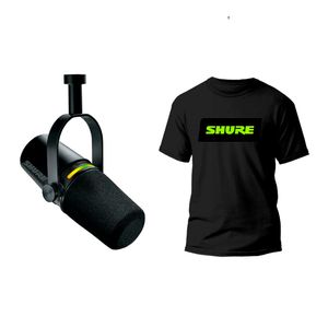 Kit Microfone Digital Shure MV7+-K com Camiseta Oficial P