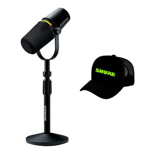 Kit  Microfone Shure MV7+-K com Tripé Manfrotto e Boné