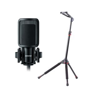 Kit Microfone de Gravação SM4 com Pedestal para Violão